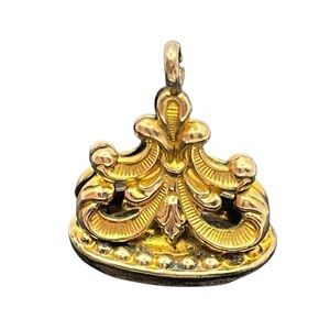 Victorian gold filled fob wax seal engraved pendant for necklaced